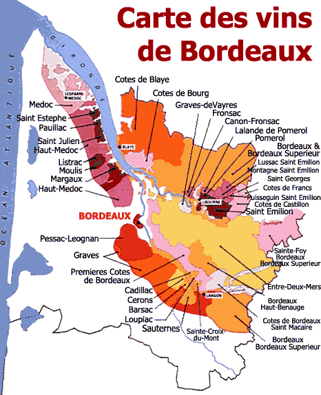 Carte vins de bordeaux